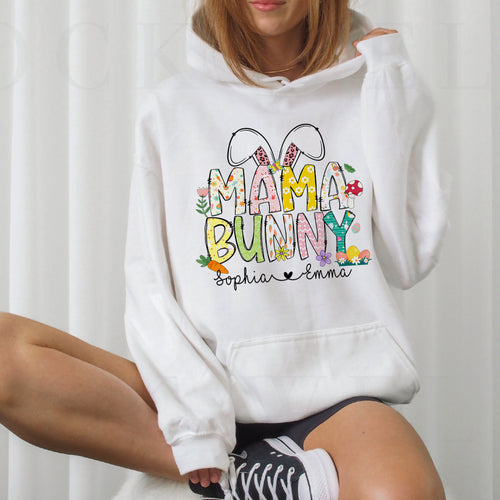 Mama Bunny Hoodie, Custom Mama Crewneck, Personalized Mom Shirt, Kids Names Shirt, Easter Mom Shirt, Gift For Mom, Easter Gift, Easter Shirt