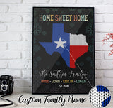 Custom Family Name Home Sweet Home State Flag Map Knit Poster