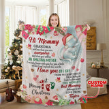 Personalized Hi Mommy Blanket, Elephant Baby Christmas Blanket Gift