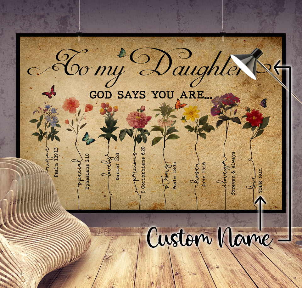 Personalized To My Daughter God Says You Are... Quote Poster, Daughter Gift