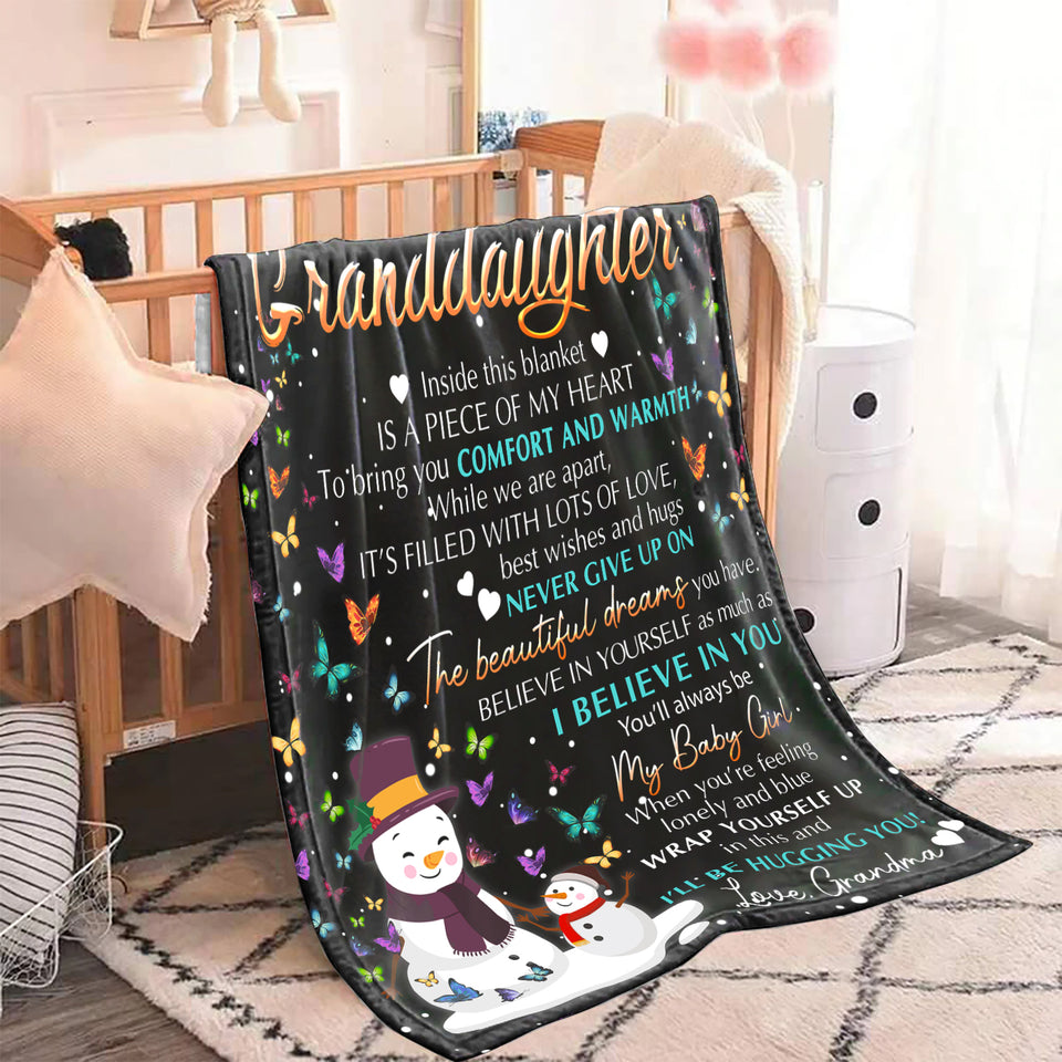 Personalized Grandma Snowman Blanket Christmas Gift For Girls