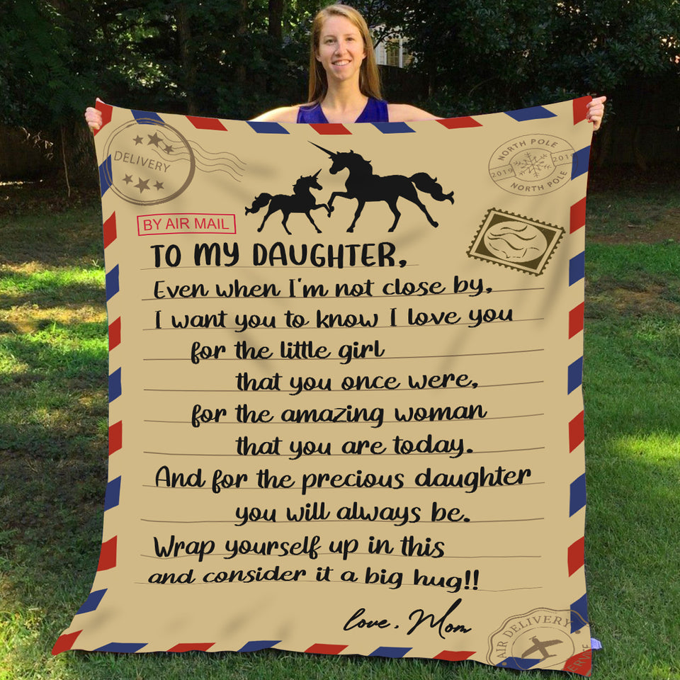 To My Daughter Unicorn Letter Blanket