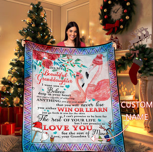 Personalized Grandma Flamingo Blanket Christmas Gift