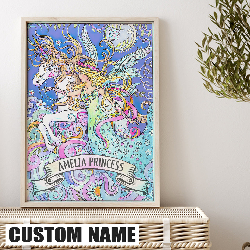 Custom Name Unicorn Princess Poster