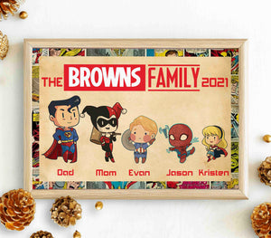 Personalized Superhero Family Poster